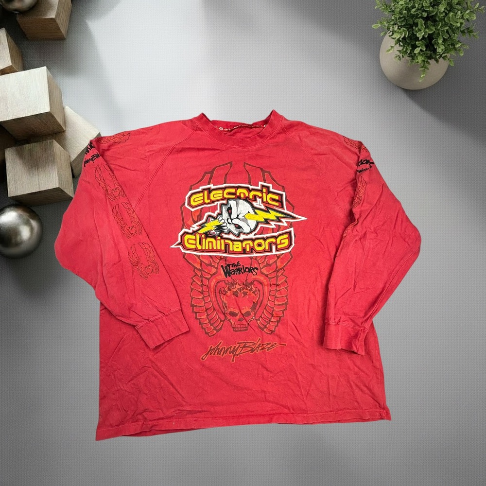 Vintage Johnny Blaze The Warriors Electric Eliminators Long Sleeve Shirt Red